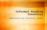 Informal Reading Inventory Determining Reading Level.
