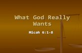 What God Really Wants Micah 6:1-8. Picturing the Situation You have been: You have been: Faithfully Attending Church Faithfully Attending Church Giving.