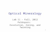 1 Optical Mineralogy Lab 11 – Fall, 2012 Feldspars: Exsolution, Zoning, and Twinning.