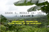 GRADE 5, MODULE 2A: UNIT 1, LESSON 8 SYNTHESIZING INFORMATION: LIVING THINGS IN THE RAINFOREST.