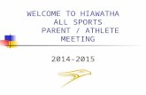 WELCOME TO HIAWATHA ALL SPORTS PARENT / ATHLETE MEETING 2014-2015.