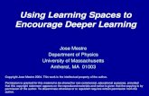 Using Learning Spaces to Encourage Deeper Learning Jose Mestre Department of Physics University of Massachusetts Amherst, MA 01003 Copyright Jose Mestre.