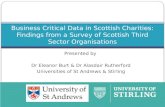 Presented by Dr Eleanor Burt & Dr Alasdair Rutherford Universities of St Andrews & Stirling Business Critical Data in Scottish Charities: Findings from.