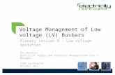 Voltage Management of Low voltage (LV) Busbars Plenary session B – Low voltage operation Dan Randles Quality of Supply and Technical Manager/LCNF Tier.