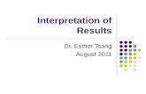 Interpretation of Results Dr. Esther Tsang August 2011.