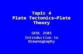 Topic 4 Plate Tectonics—Plate Theory GEOL 2503 Introduction to Oceanography.