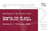 Input by Fintan Farrell, Director EAPN Building an EU We Can Trust Shaping the EU post 2010 social stratgey Bucharest 17 November 2009.