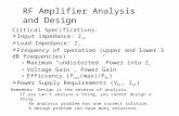 RF Amplifier Analysis and Design Critical Specifications:  Input impedance: Z in  Load Impedance: Z L  Frequency of operation (upper and lower 3 dB.