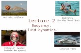Lecture 2 Buoyancy. Fluid dynamics. Hot air balloon Buoyancy (in the Dead Sea) Cohesion (water bubble in space) Laminar flow.
