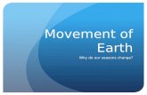 Movement of Earth Why do our seasons change?. Rotation V/S Revolution Rotation is the spinning of a moon or planet on its AXIS Revolution is planets movement.