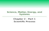 Science, Matter, Energy, and Systems Chapter 2 – Part 1 Scientific Process.