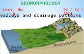 GEOMORPHOLOGY Lect. No. 8 02 / 12 / 2014 valleys and drainage patterns.