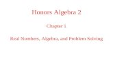 Honors Algebra 2 Chapter 1 Real Numbers, Algebra, and Problem Solving.