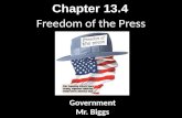 Freedom of the Press Chapter 13.4 Government Mr. Biggs.