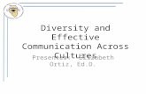 Diversity and Effective Communication Across Cultures Presenter: Elizabeth Ortiz, Ed.D.