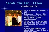 Sarah “Sallen” Allen PM / Analyst at Modus21, LLC PM / Analyst at Modus21, LLC Interests – Dance (Hip-Hop), Karate, Catholic Young Adult group, Volunteering.