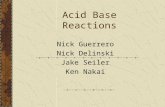 Acid Base Reactions Nick Guerrero Nick Delinski Jake Seiler Ken Nakai.
