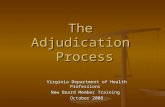 The Adjudication Process Virginia Department of Health Professions New Board Member Training October 2008.