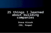 25 things I learned about building companies Steve Kirsch CEO, Propel.