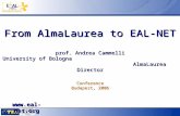 From AlmaLaurea to EAL-NET prof. Andrea Cammelli University of Bologna AlmaLaurea Director Conference Budapest, 2006 .