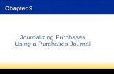 Chapter 9 Journalizing Purchases Using a Purchases Journal.