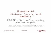 Homework #4CS-2301 B-term 20081 Homework #4 Strings, Arrays, and malloc() CS-2301, System Programming for Non-majors (Slides include materials from The.