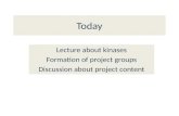 Today Lecture about kinases Formation of project groups Discussion about project content.