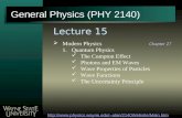 General Physics (PHY 2140) alan/2140Website/Main.htm Lecture 15  Modern Physics 1.Quantum Physics The Compton Effect Photons.
