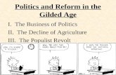 Politics and Reform in the Gilded Age I. The Business of Politics II. The Decline of Agriculture III. The Populist Revolt