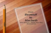 From Beowulf to Macbeth (Post Beowulf = Middle Ages then Renaissance)