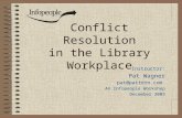 Conflict Resolution in the Library Workplace Instructor: Pat Wagner pat@pattern.com An Infopeople Workshop December 2003.