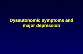 Dysautonomic symptoms and major depression. 自律神經失調 (Dysautonomia) 口乾、口渴、口內疼痛、口舌異常感、味覺異常、 缺乏食慾；耳鳴、耳阻塞感等。