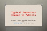 Typical Behaviors Common to Addicts Delaware Council on Gambling Problems, Inc.  (302) 655-3261.