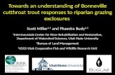 Towards an understanding of Bonneville cutthroat trout responses to riparian grazing exclosures Scott Miller 1,2 and Phaedra Budy 1,3 1 Intermountain Center