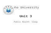 Inha University Unit 3 Public Health: Sleep. In today’s class we are going to look at how sleep disorders affect people.