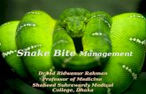 Snake Bite Management Dr.Md Ridwanur Rahman Professor of Medicine Shaheed Suhrawardy Medical College, Dhaka.