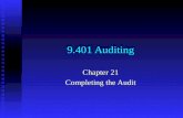 9.401 Auditing Chapter 21 Completing the Audit. Audit Completion Activities Reviewing for contingent liabilities Reviewing for contingent liabilities.