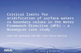 9th April 2014Kari Austnes1 Critical limits for acidification of surface waters vs boundary values in the Water Framework Directive (WFD) – a Norwegian.