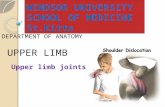 DEPARTMENT OF ANATOMY UPPER LIMB Upper limb joints