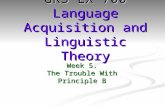 Week 5. The Trouble With Principle B GRS LX 700 Language Acquisition and Linguistic Theory.