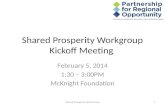 Shared Prosperity Workgroup Kickoff Meeting February 5, 2014 1:30 â€“ 3:00PM McKnight Foundation 1Shared Prosperity Work Group