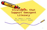 1 Strategies that Support Emergent Literacy Dr. Debra J. Coffey and Dr. Alice F. Snyder.