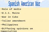 1 Role of media U.S.S. Maine War in Cuba Teller amendment Philippines Differing opinions on imperialism.