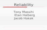 Reliability Tony Massihi Etan Halberg Jacob Hakak.