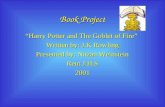 Book Project “Harry Potter and The Goblet of Fire” Written by: J.K Rowling Presented by: Nitzan Weinstein Reut J.H.S 2001.