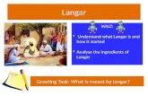 Langar WALT: Understand what Langar is and how it started Analyse the ingredients of Langar Greeting Task: What is meant by langar?