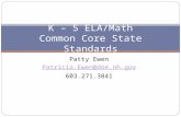 Patty Ewen Patricia.Ewen@doe.nh.gov 603.271.3841 K – 5 ELA/Math Common Core State Standards.