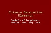 Chinese Decorative Elements Symbols of happiness, wealth, and long life.