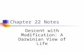 Chapter 22 Notes Descent with Modification: A Darwinian View of Life.
