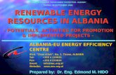 RENEWABLE ENERGY RESOURCES IN ALBANIA - POTENTIALS, ACTIVITIES FOR PROMOTION & IMPLEMENTED PROJECTS - ECONOMIC MISSION “ENVIRONMENT PROTECTION - ALBANIA”